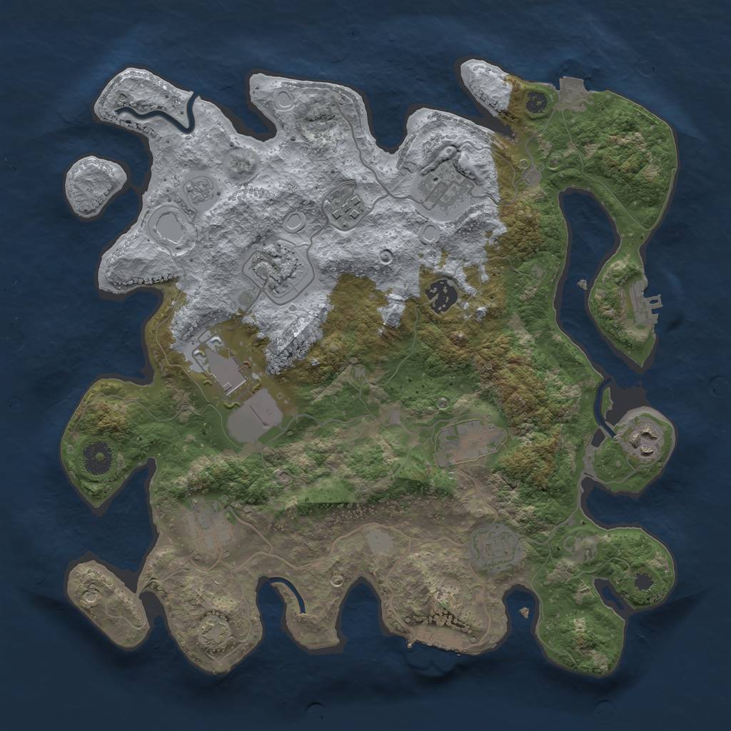 Rust Map: Procedural Map, Size: 3500, Seed: 220106, 16 Monuments