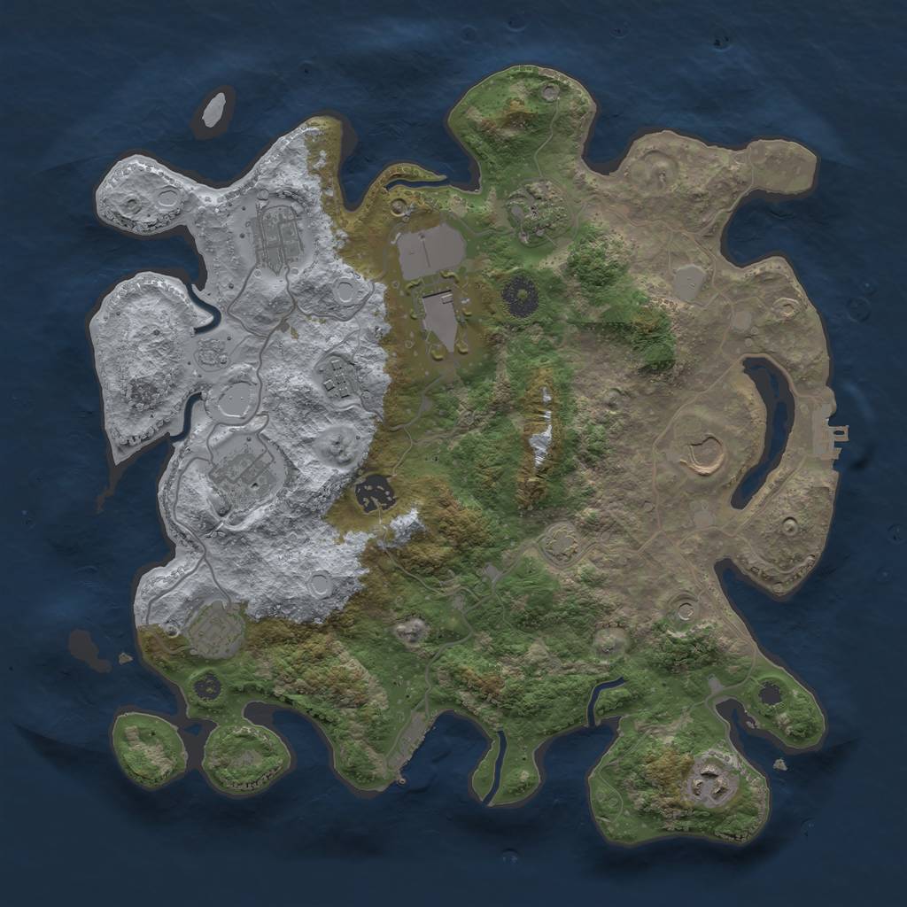 Rust Map: Procedural Map, Size: 3550, Seed: 262359, 17 Monuments