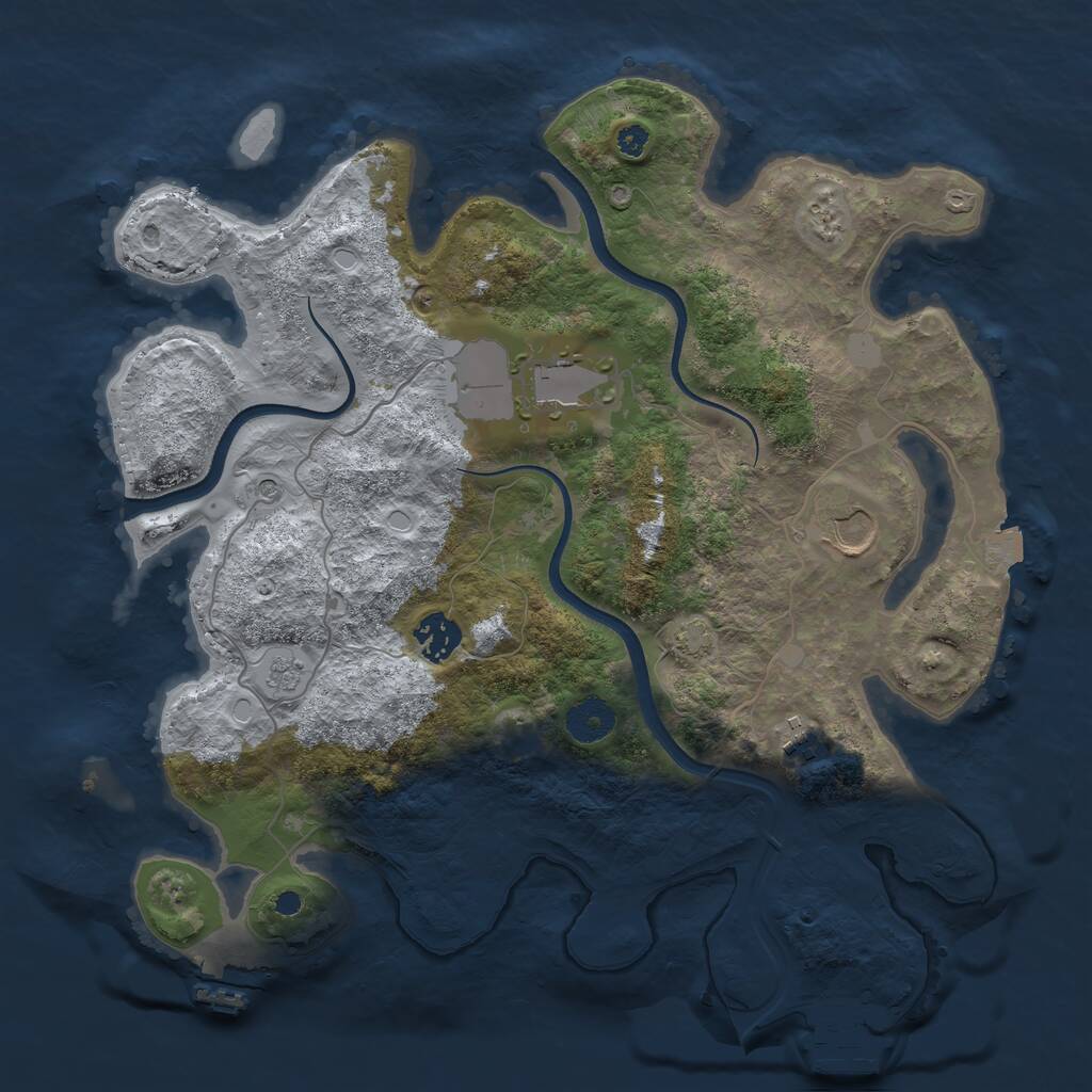 Rust Map: Procedural Map, Size: 3550, Seed: 262359, 10 Monuments