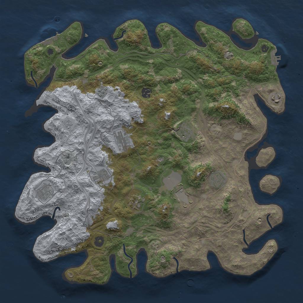 Rust Map: Procedural Map, Size: 4300, Seed: 5237547, 17 Monuments