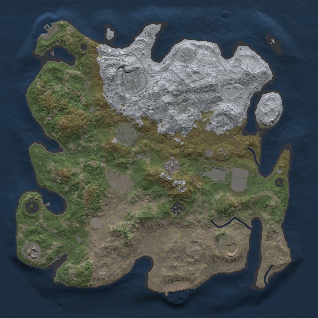 Rust Map: Procedural Map, Size: 3550, Seed: 771212, 16 Monuments