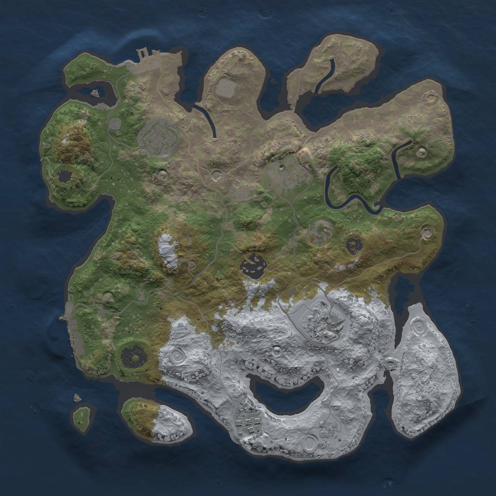 Rust Map: Procedural Map, Size: 3000, Seed: 72256927, 12 Monuments