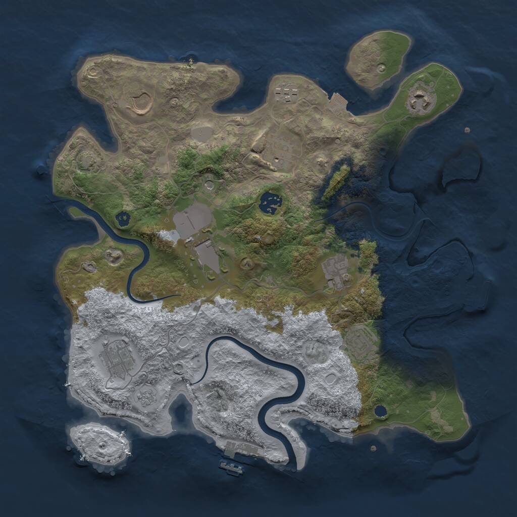 Rust Map: Procedural Map, Size: 3500, Seed: 1144, 15 Monuments