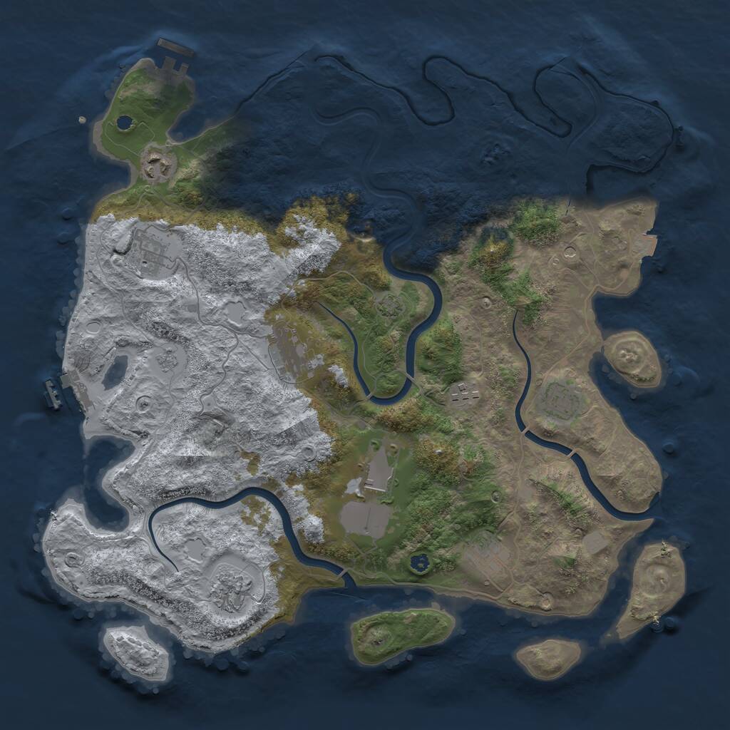 Rust Map: Procedural Map, Size: 3950, Seed: 935813423, 14 Monuments