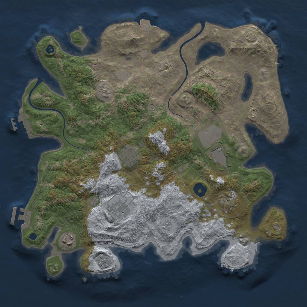 Rust Map: Procedural Map, Size: 3500, Seed: 1646997777, 12 Monuments