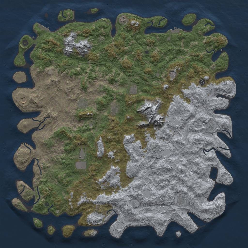 Rust Map: Procedural Map, Size: 6000, Seed: 2065920504, 18 Monuments
