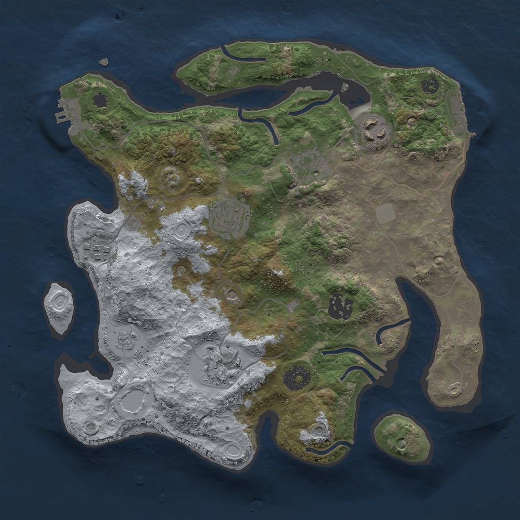 Rust Map: Procedural Map, Size: 3000, Seed: 2220, 13 Monuments