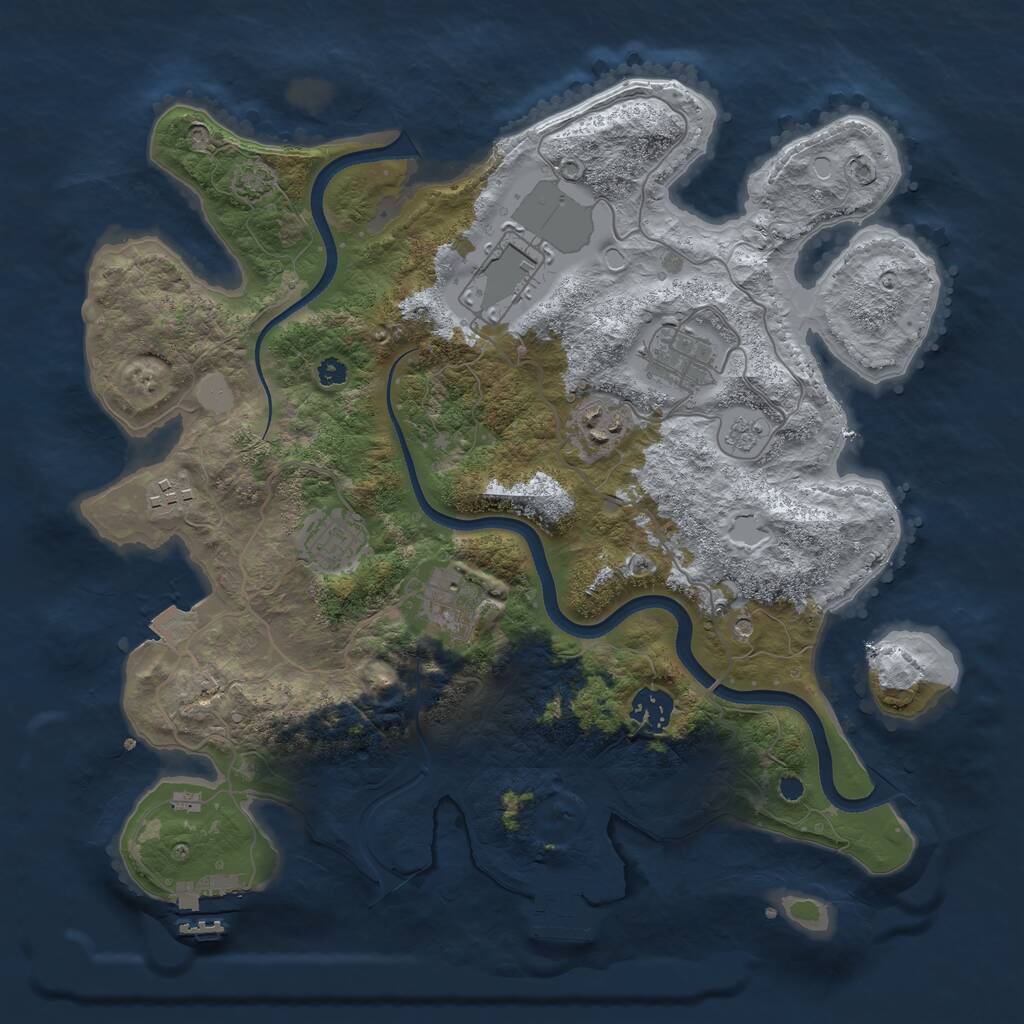 Rust Map: Procedural Map, Size: 3550, Seed: 892972, 13 Monuments