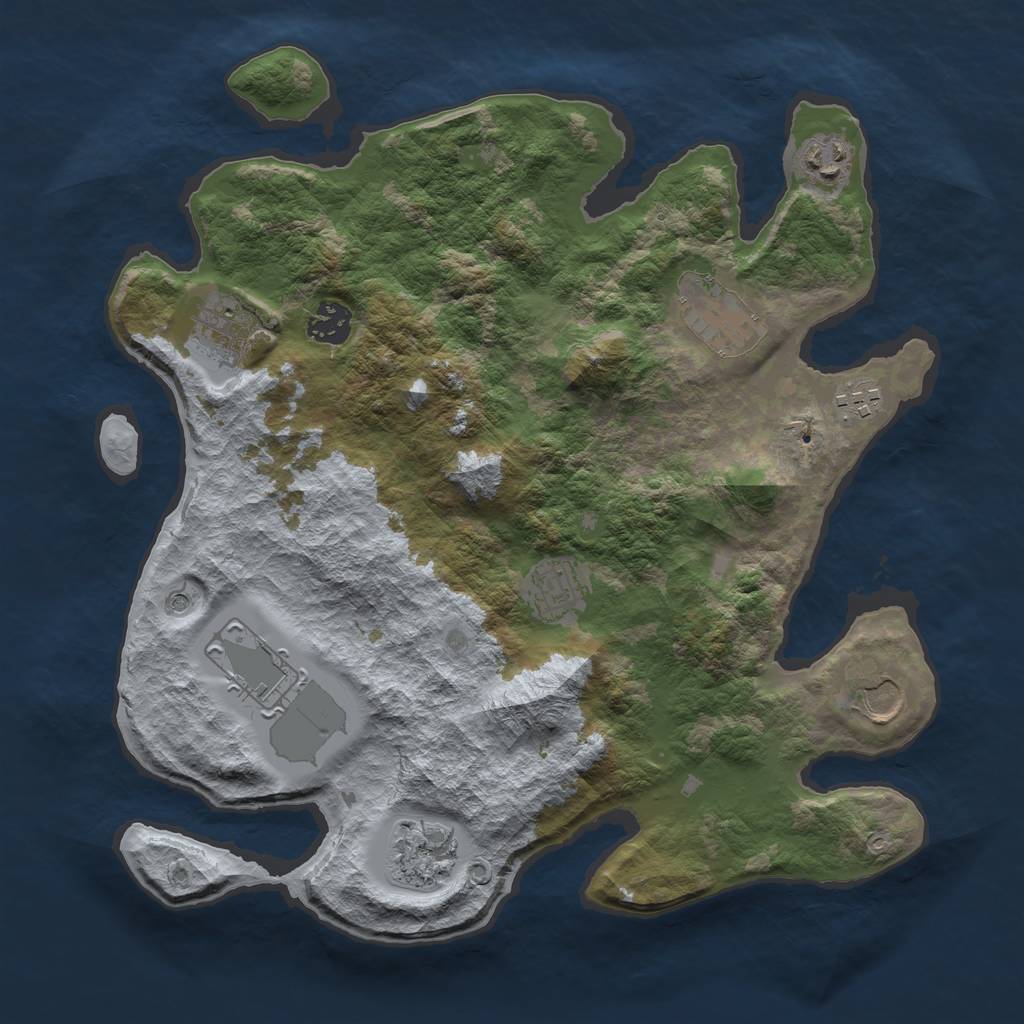 Rust Map: Barren, Size: 3500, Seed: 1142991519, 12 Monuments