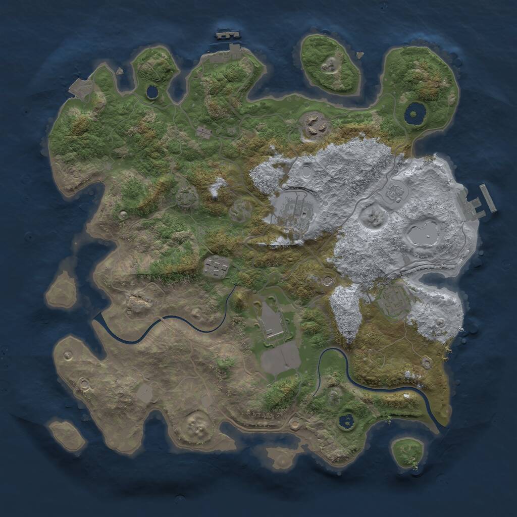 Rust Map: Procedural Map, Size: 3500, Seed: 19322460, 11 Monuments