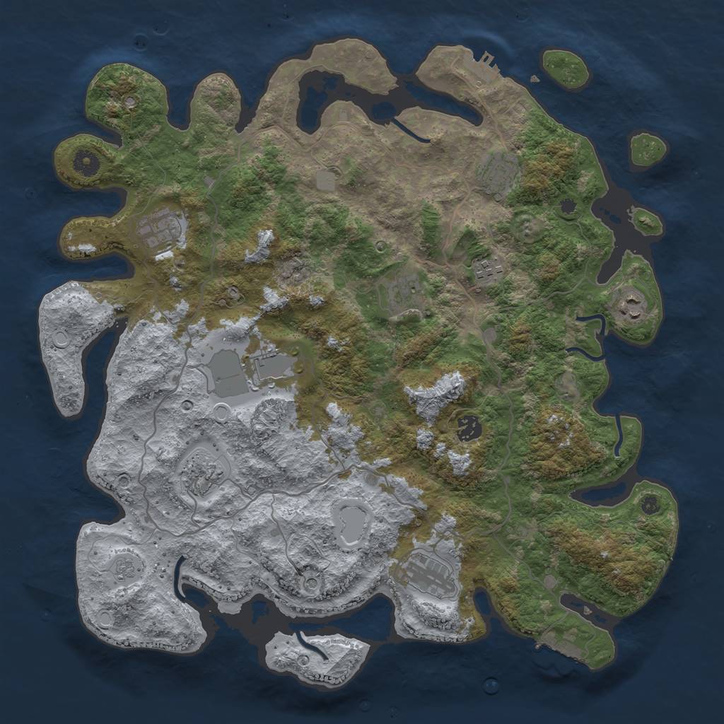 Rust Map: Procedural Map, Size: 4100, Seed: 635354, 16 Monuments