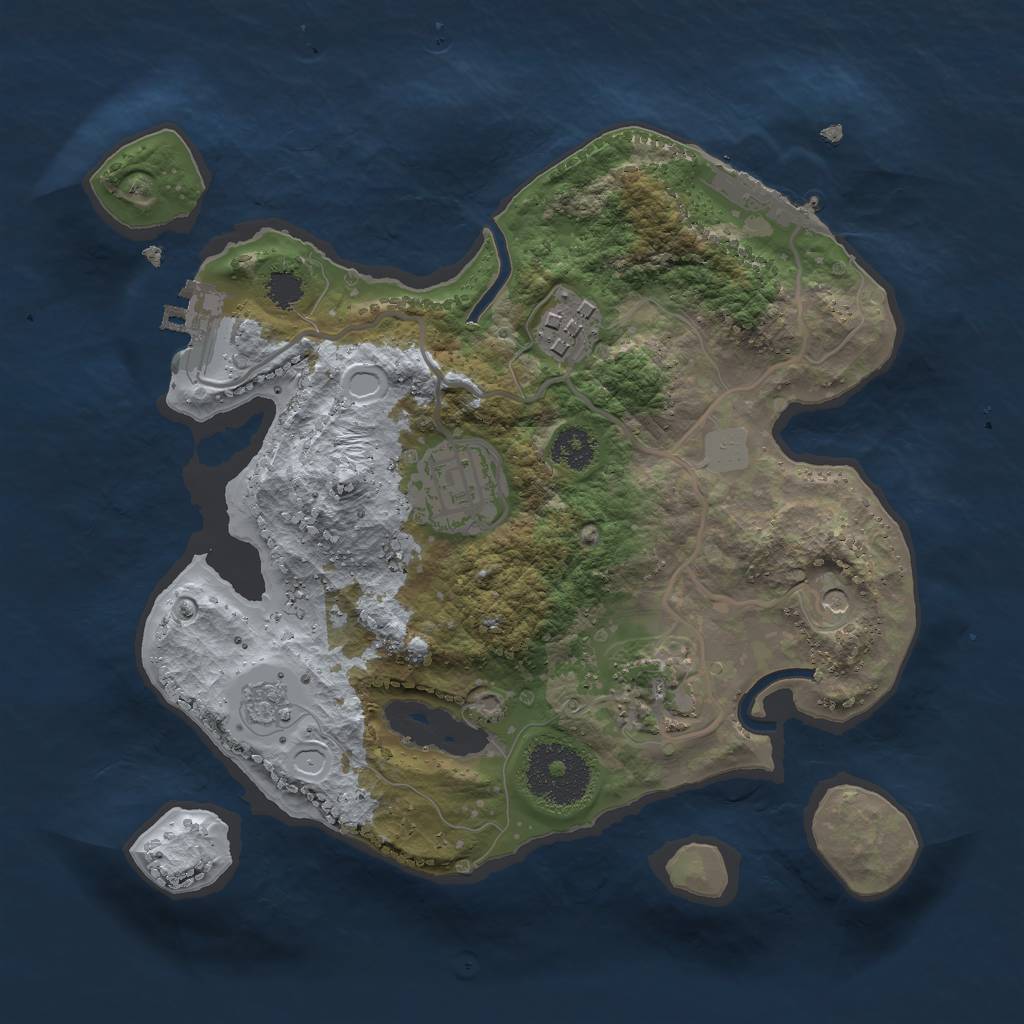 Rust Map: Procedural Map, Size: 2500, Seed: 905513128, 10 Monuments