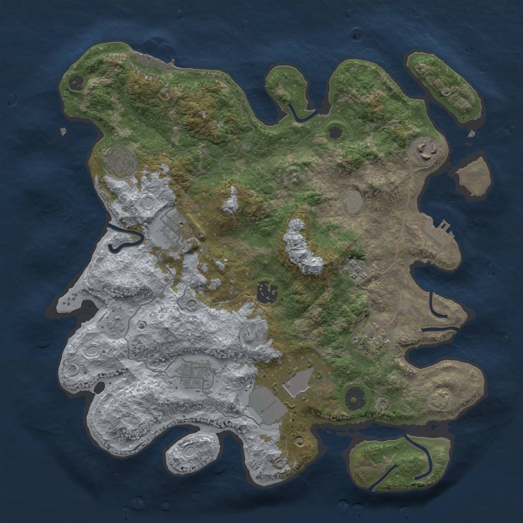 Rust Map: Procedural Map, Size: 3550, Seed: 253530, 16 Monuments