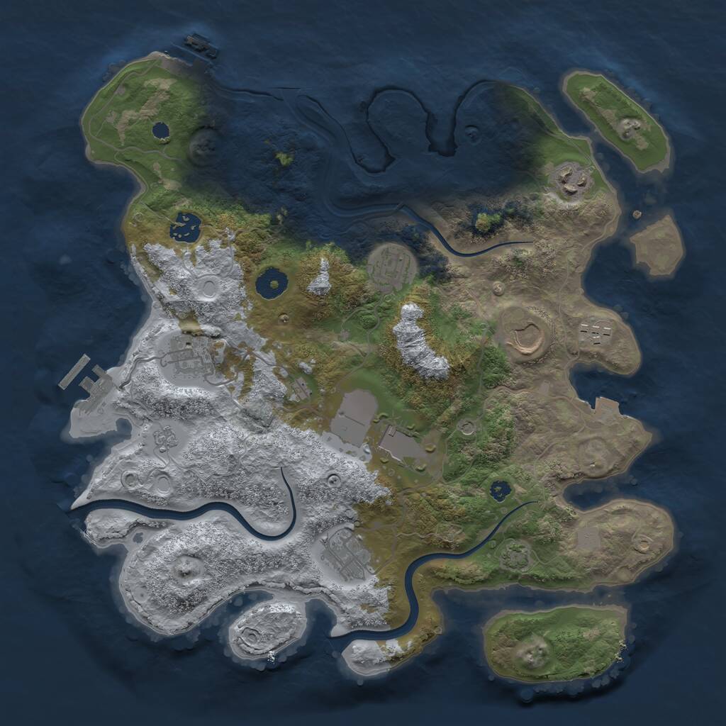 Rust Map: Procedural Map, Size: 3550, Seed: 253530, 14 Monuments