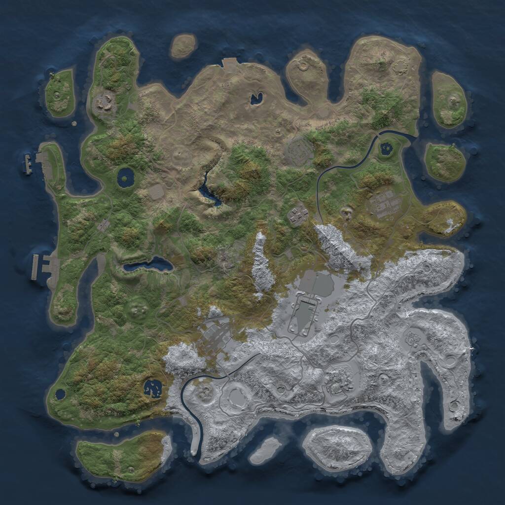 Rust Map: Procedural Map, Size: 4000, Seed: 738474, 14 Monuments
