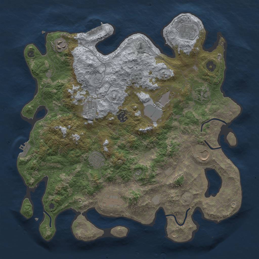 Rust Map: Procedural Map, Size: 3800, Seed: 562439302, 17 Monuments