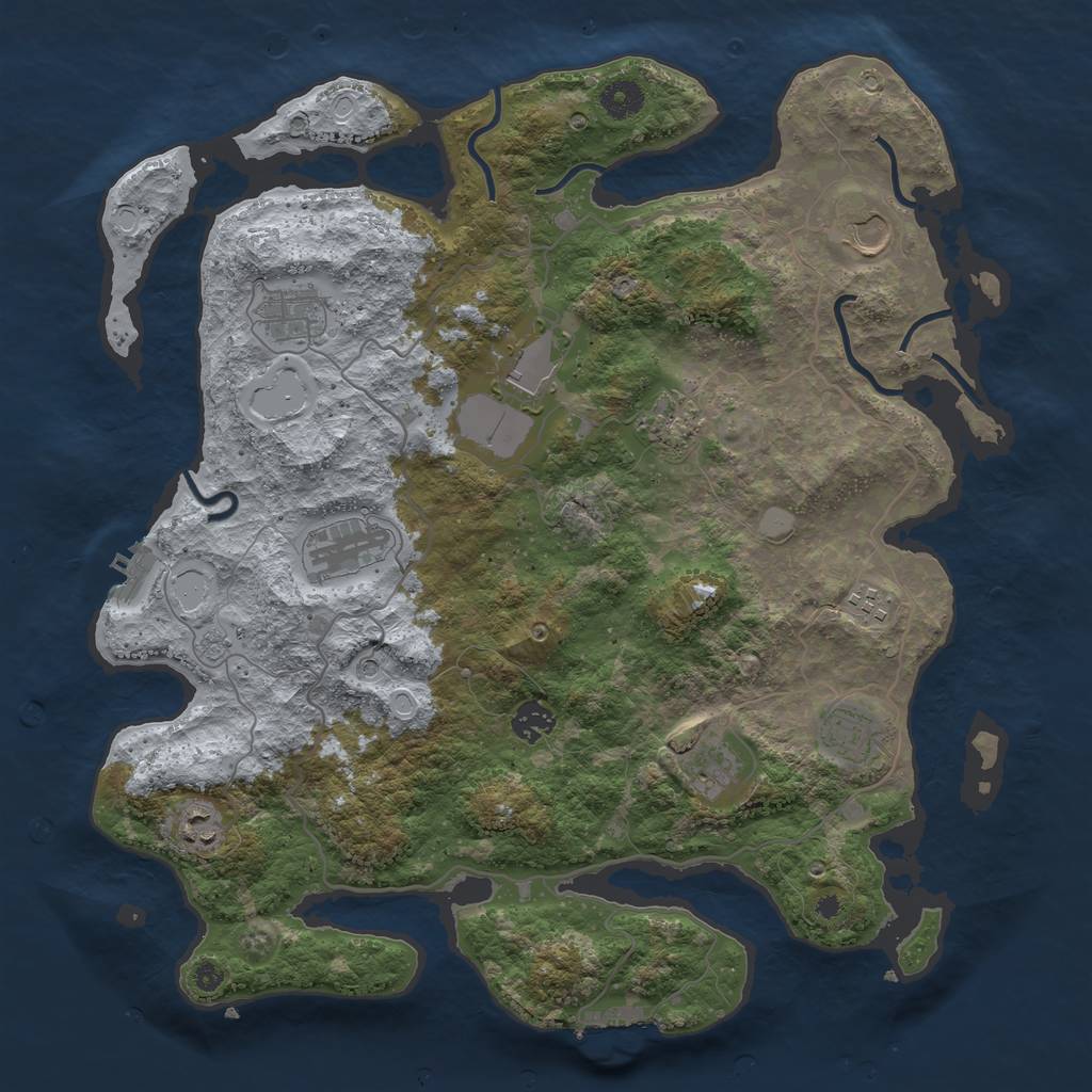 Rust Map: Procedural Map, Size: 4000, Seed: 688769, 17 Monuments