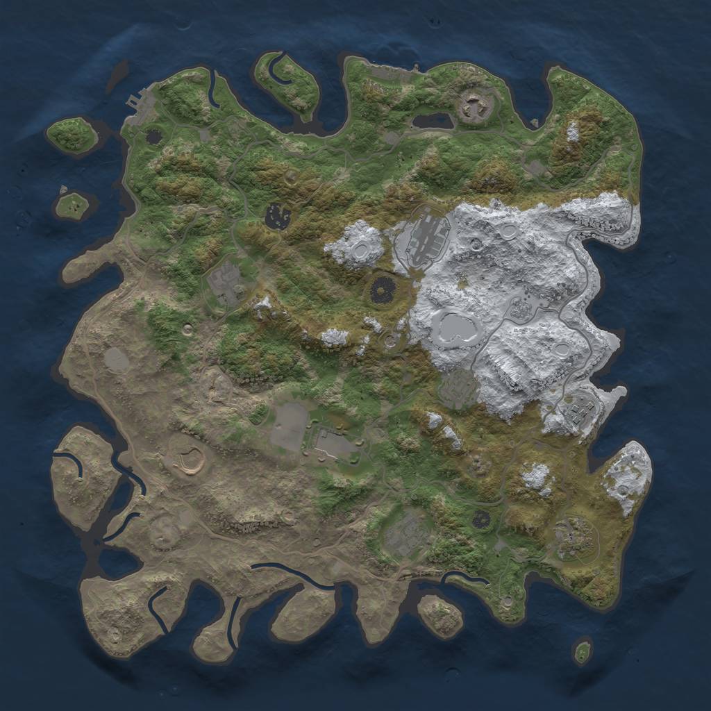 Rust Map: Procedural Map, Size: 4000, Seed: 13284, 19 Monuments