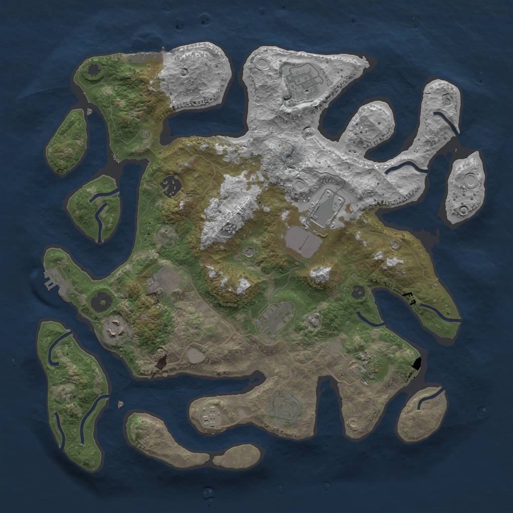 Rust Map: Procedural Map, Size: 3800, Seed: 69, 17 Monuments