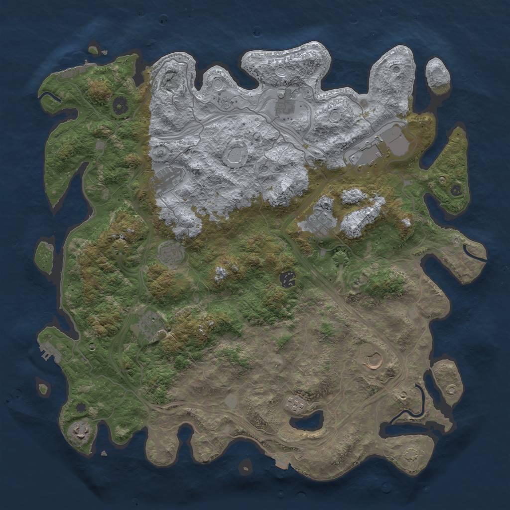 Rust Map: Procedural Map, Size: 4500, Seed: 73210861, 18 Monuments