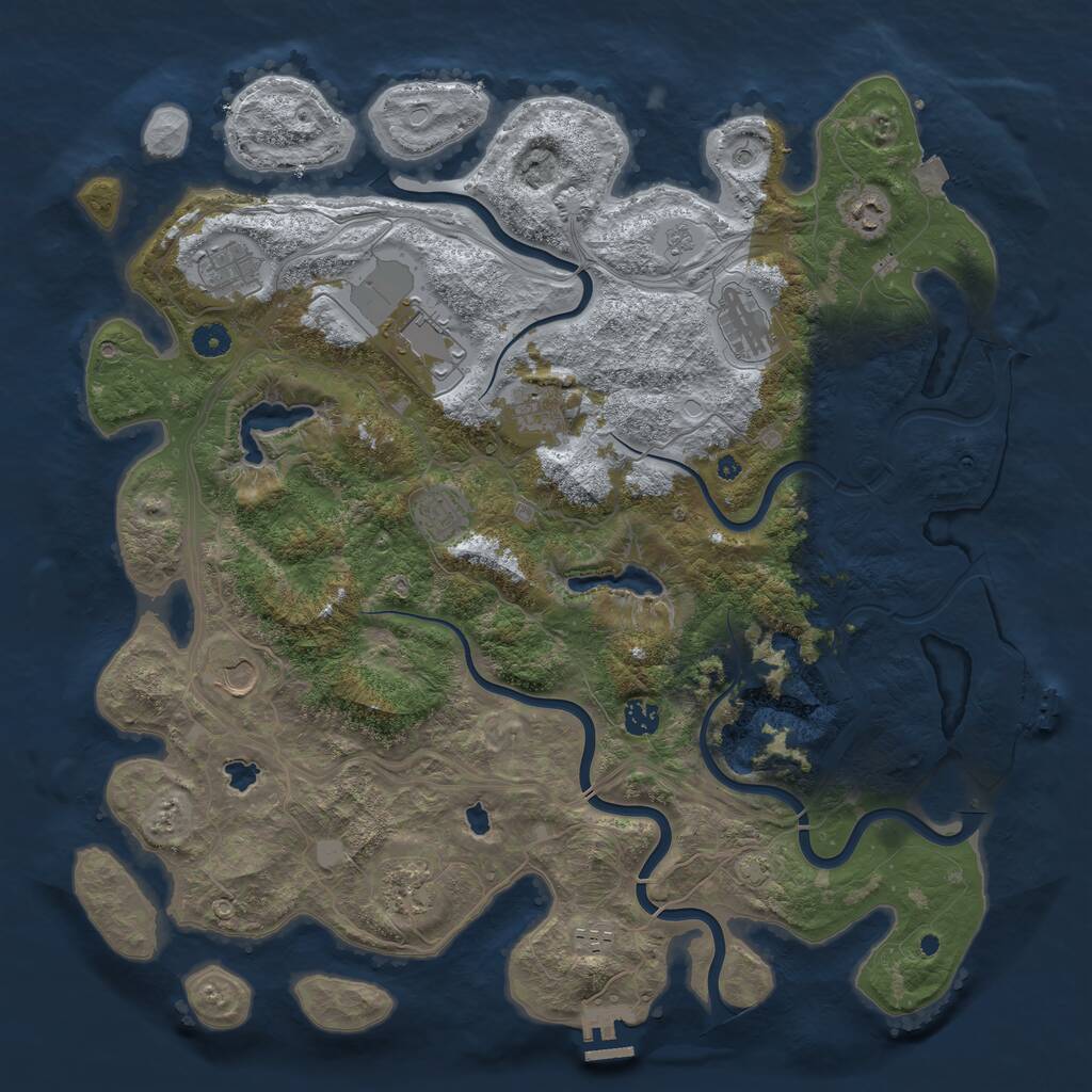Rust Map: Procedural Map, Size: 4500, Seed: 361417, 16 Monuments