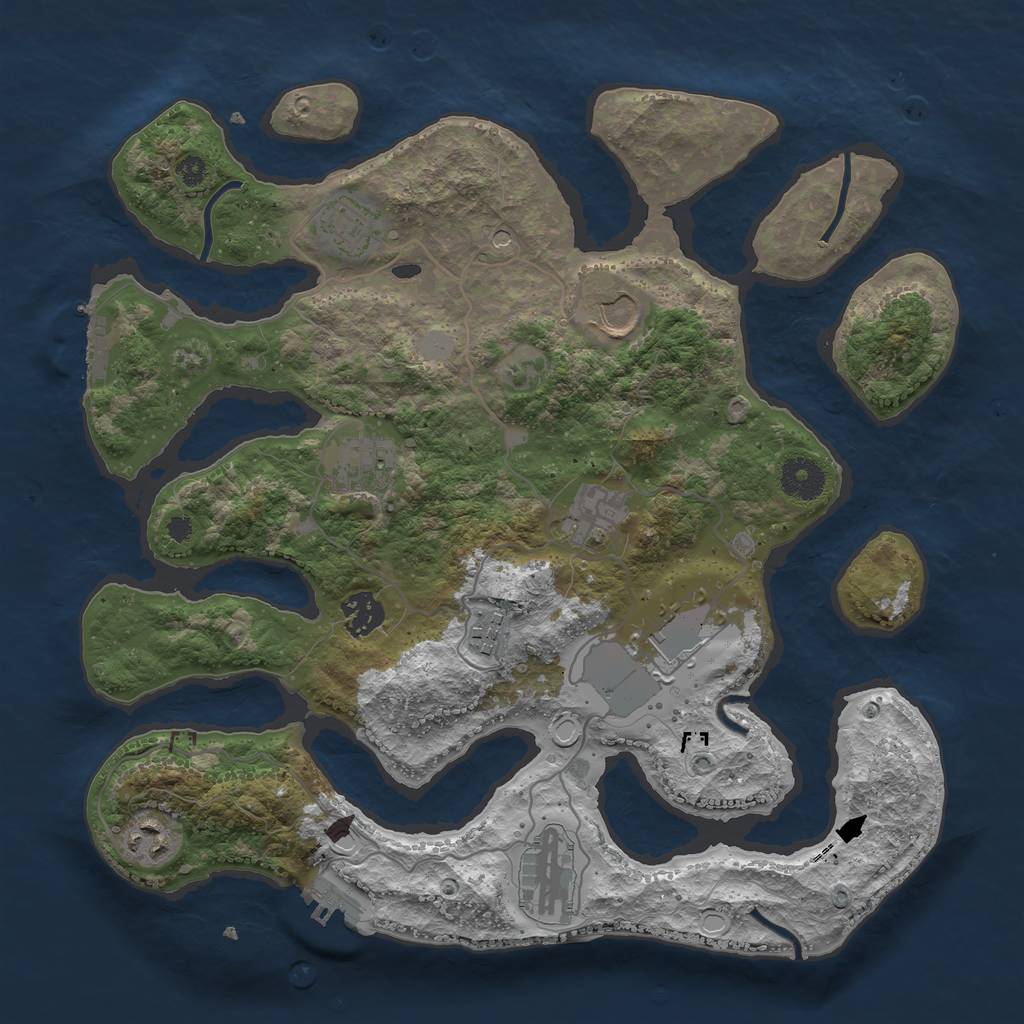 Rust Map: Procedural Map, Size: 3550, Seed: 10610, 17 Monuments