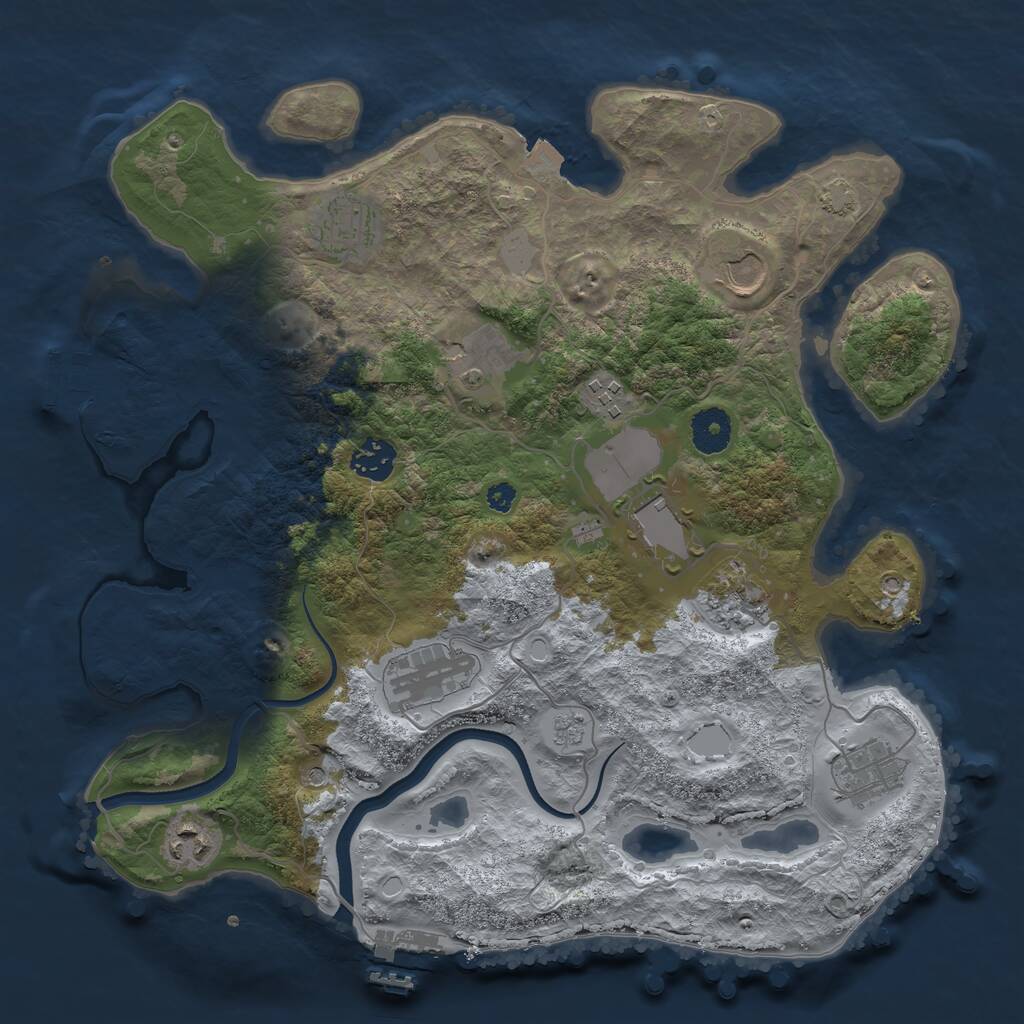 Rust Map: Procedural Map, Size: 3550, Seed: 10610, 16 Monuments