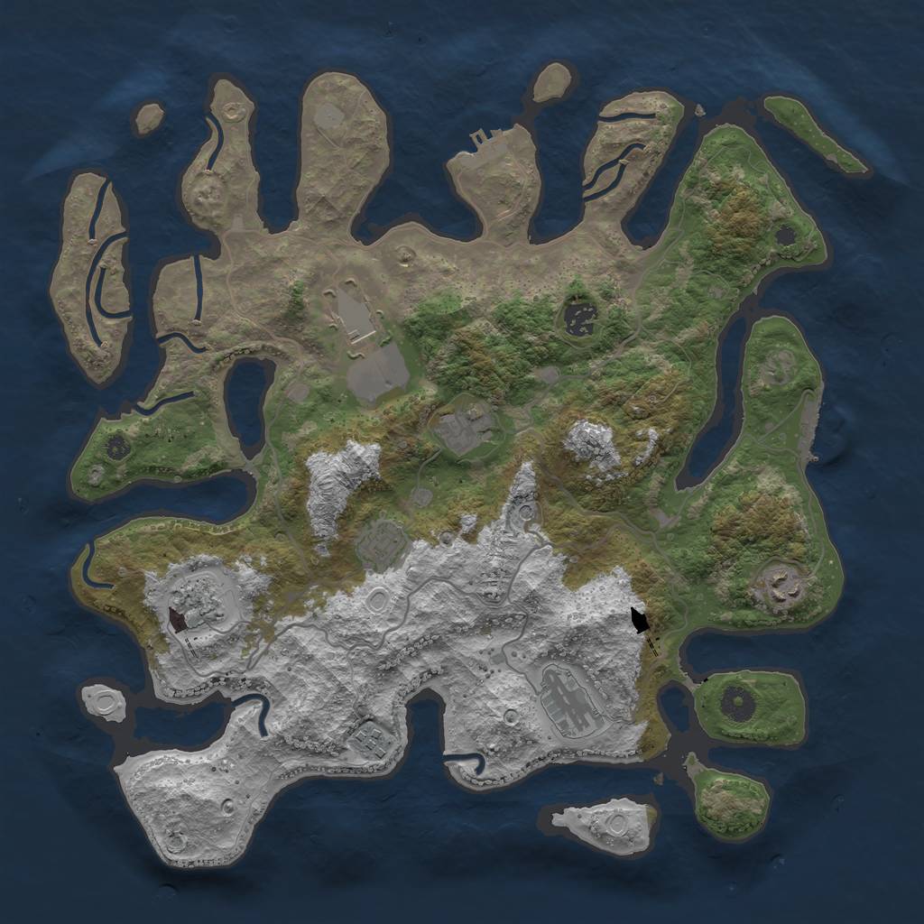 Rust Map: Procedural Map, Size: 4000, Seed: 319723, 16 Monuments