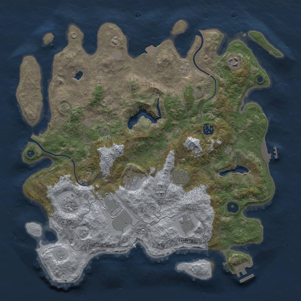 Rust Map: Procedural Map, Size: 4000, Seed: 319723, 14 Monuments