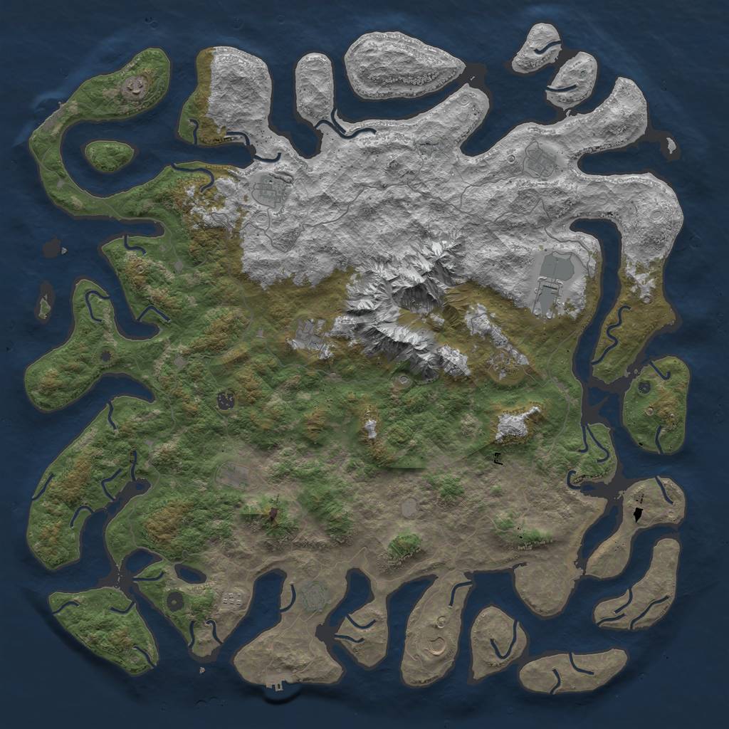 Rust Map: Procedural Map, Size: 6000, Seed: 195944109, 19 Monuments