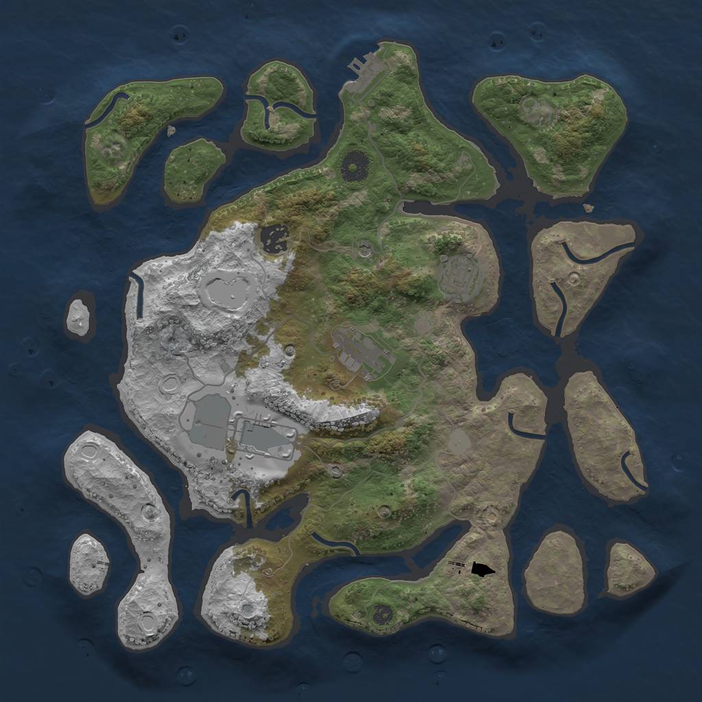 Rust Map: Procedural Map, Size: 3500, Seed: 1335228352, 11 Monuments