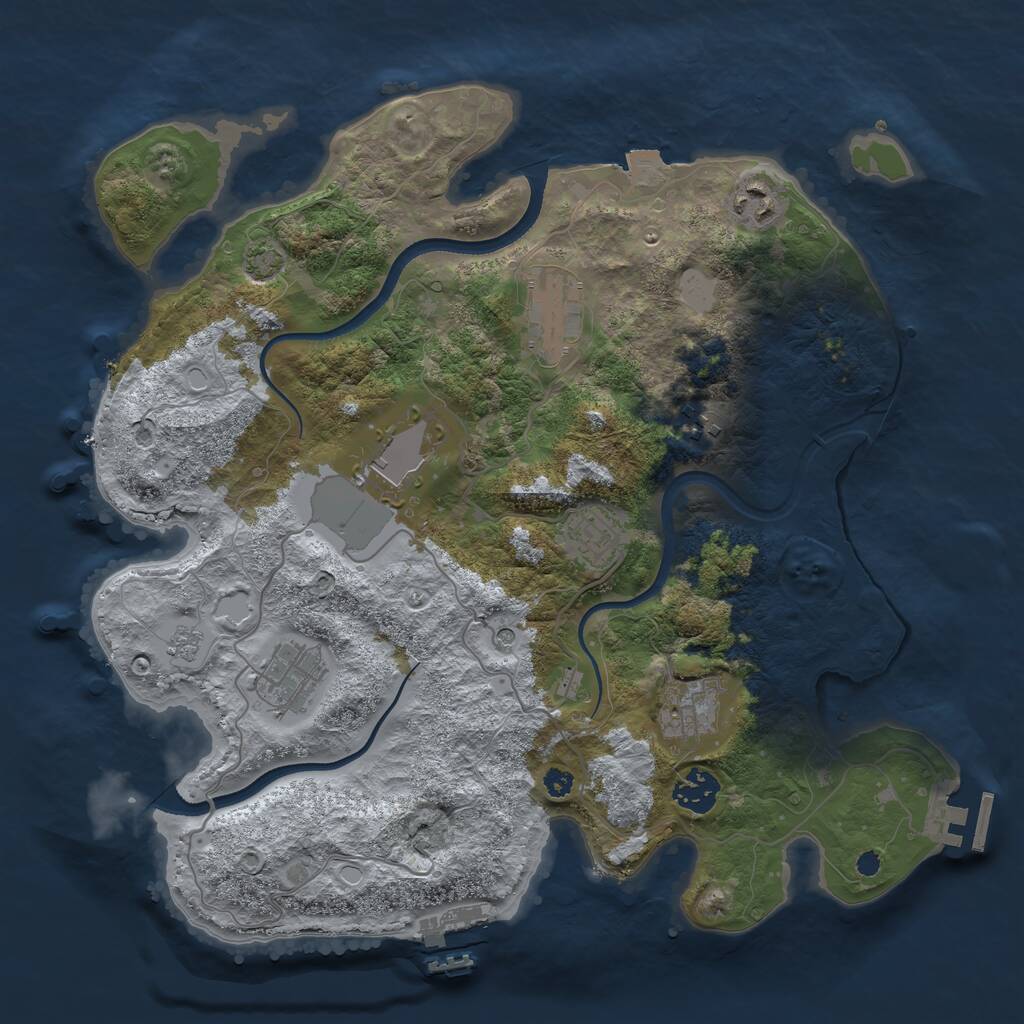 Rust Map: Procedural Map, Size: 3500, Seed: 1520604755, 14 Monuments