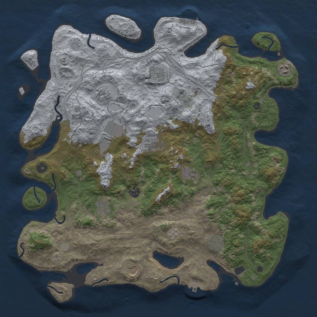 Rust Map: Procedural Map, Size: 4500, Seed: 4240278, 18 Monuments