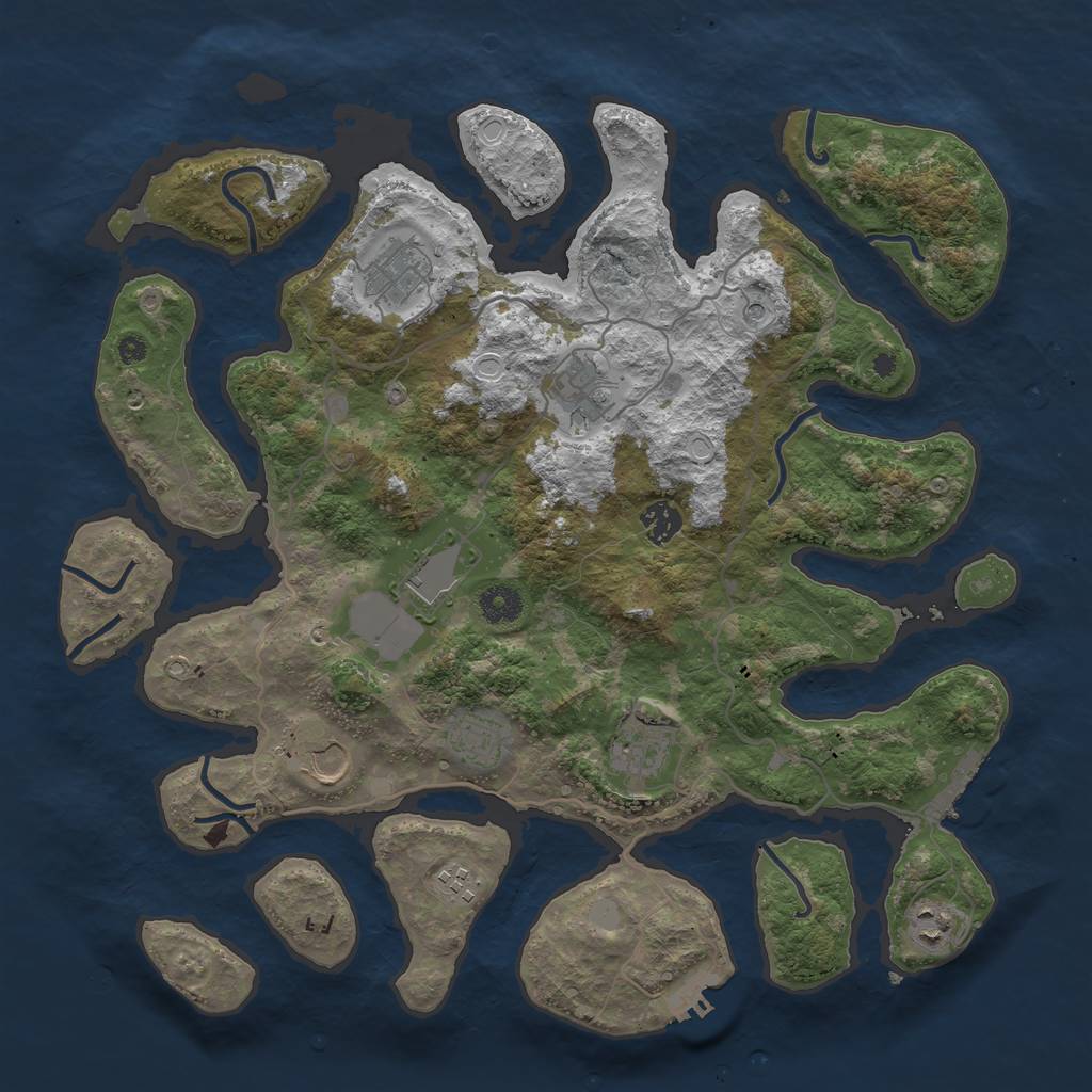 Rust Map: Procedural Map, Size: 4000, Seed: 3727145, 17 Monuments