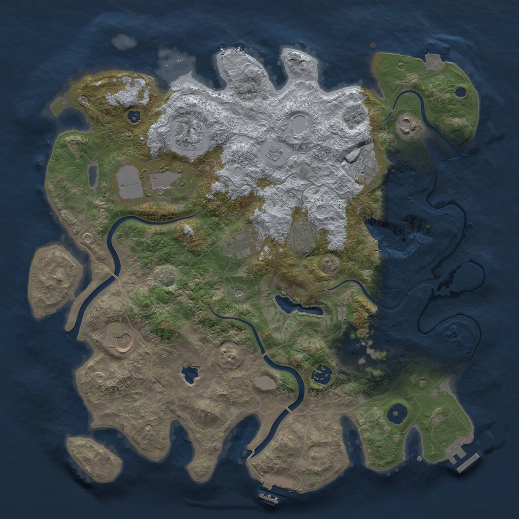 Rust Map: Procedural Map, Size: 4000, Seed: 3727145, 16 Monuments