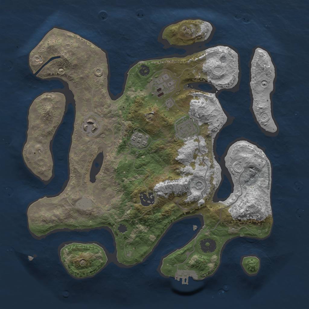 Rust Map: Procedural Map, Size: 3000, Seed: 1299356918, 12 Monuments