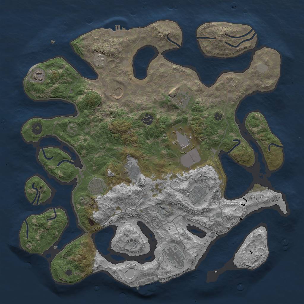 Rust Map: Procedural Map, Size: 4000, Seed: 739460, 18 Monuments