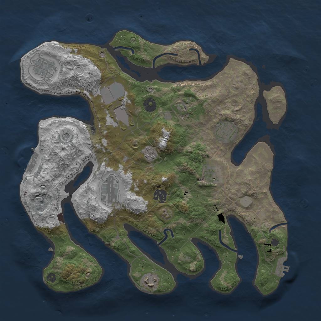 Rust Map: Procedural Map, Size: 3500, Seed: 118300247, 17 Monuments