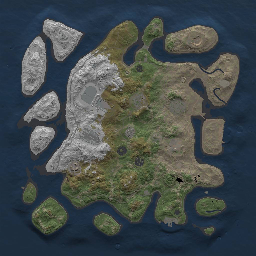 Rust Map: Procedural Map, Size: 4000, Seed: 890993, 16 Monuments