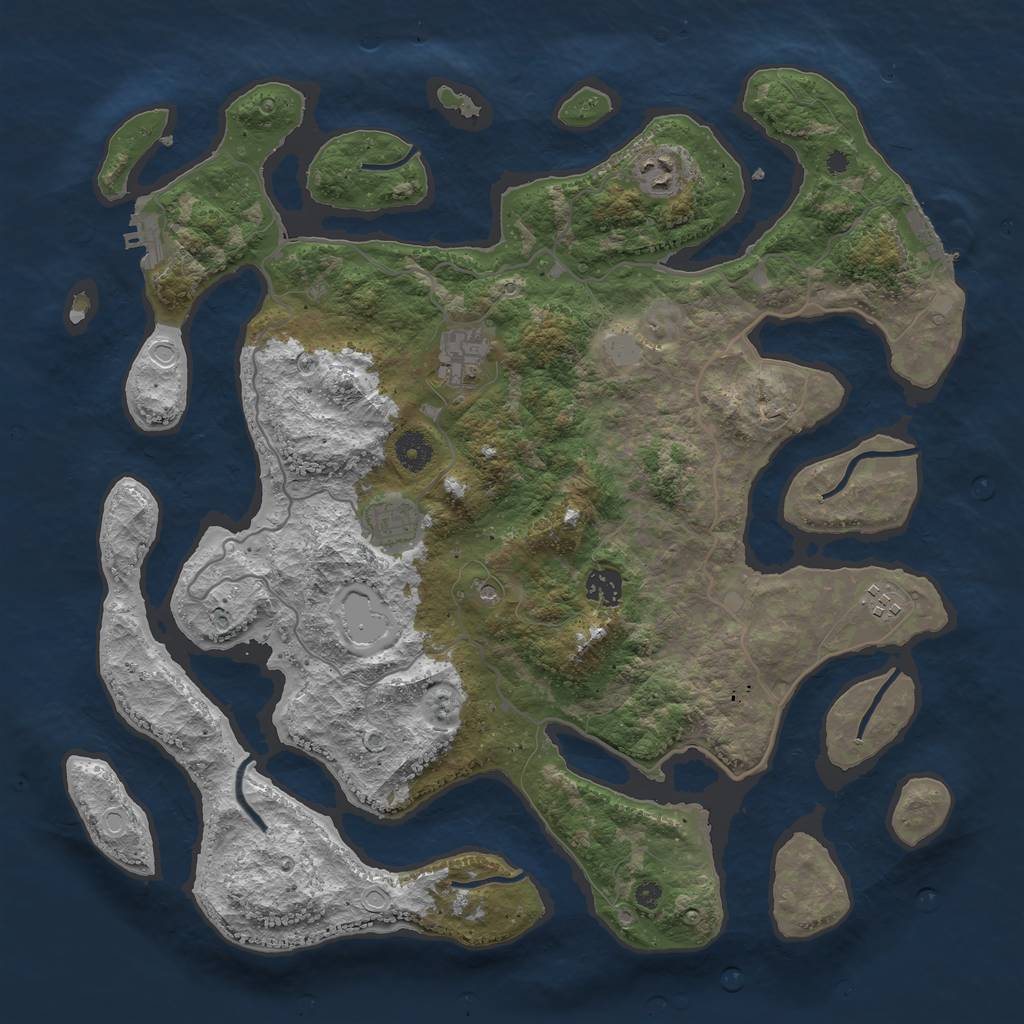 Rust Map: Procedural Map, Size: 4000, Seed: 1039917737, 13 Monuments