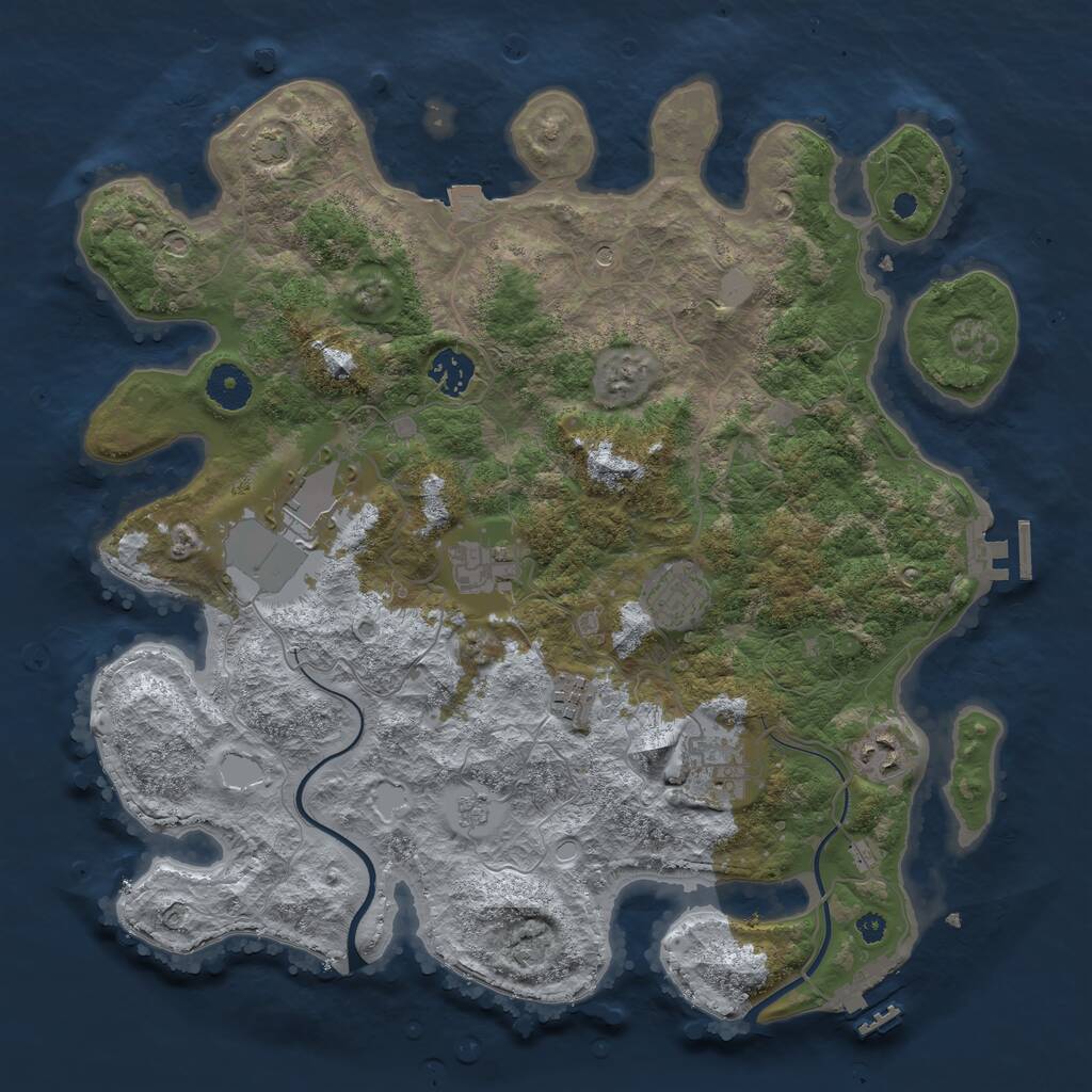 Rust Map: Procedural Map, Size: 3700, Seed: 39821973, 13 Monuments