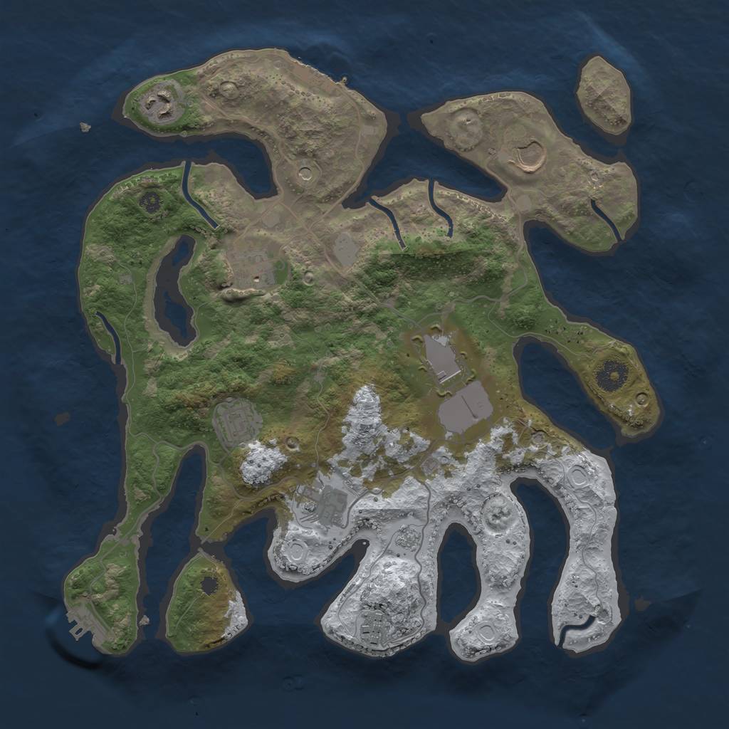 Rust Map: Procedural Map, Size: 3500, Seed: 1677036295, 16 Monuments