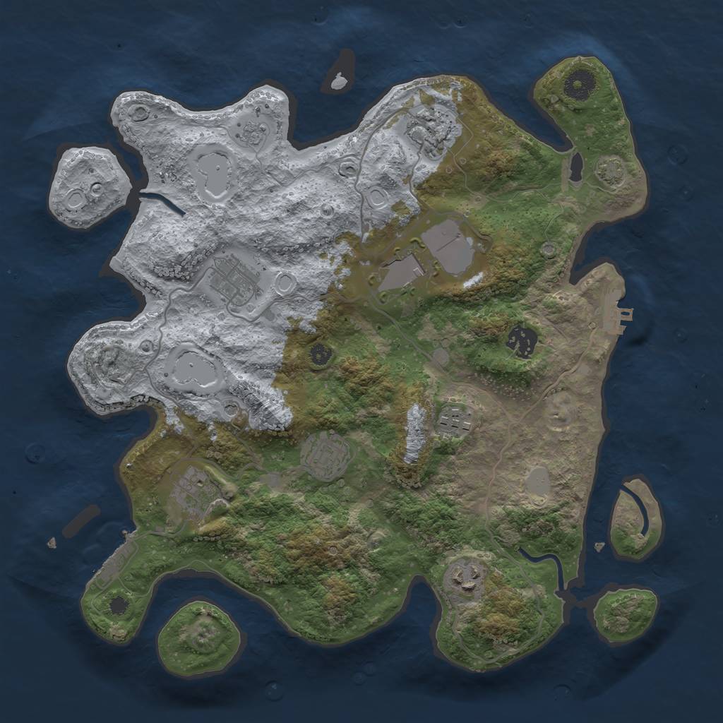 Rust Map: Procedural Map, Size: 3500, Seed: 3041916, 16 Monuments