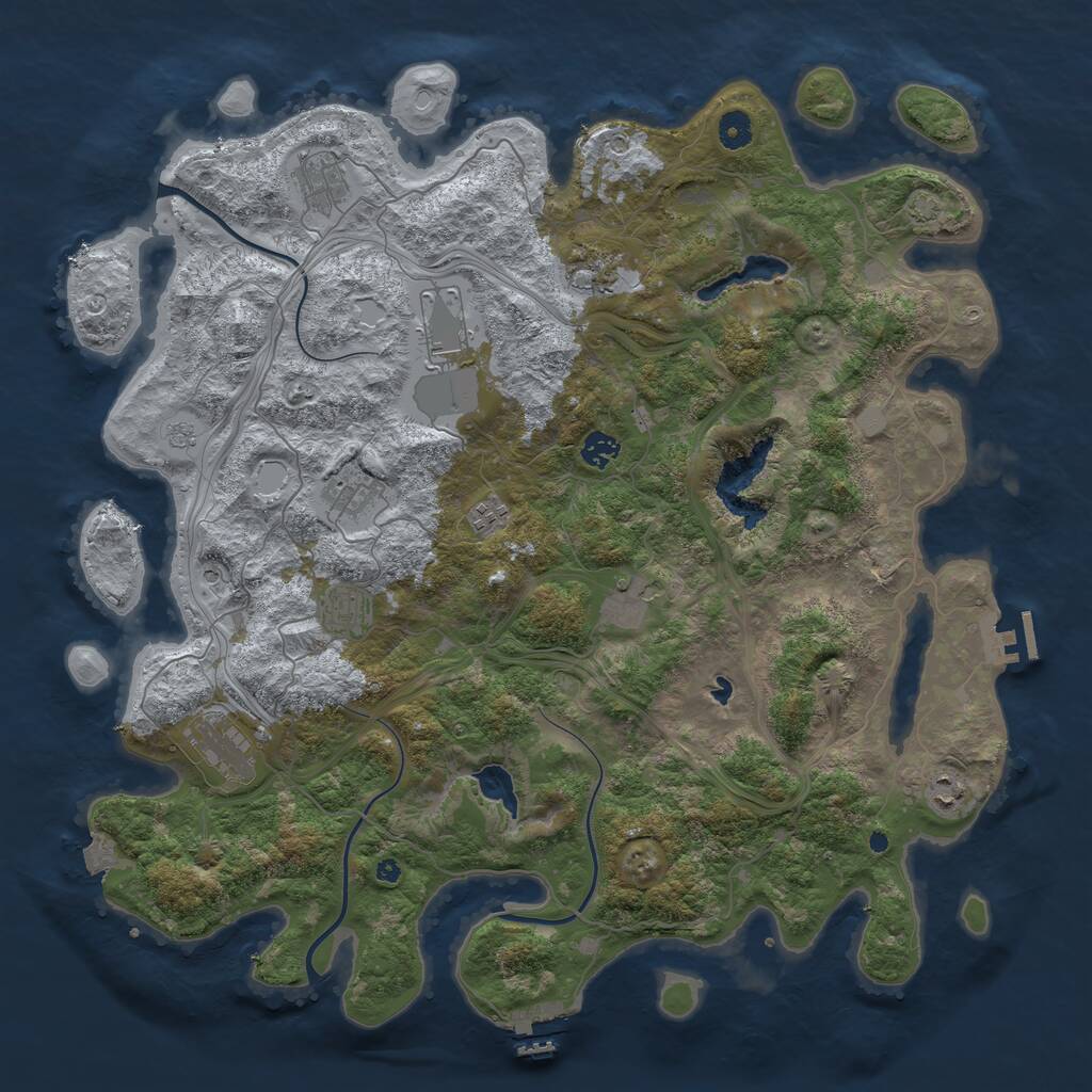 Rust Map: Procedural Map, Size: 4500, Seed: 70482878, 16 Monuments
