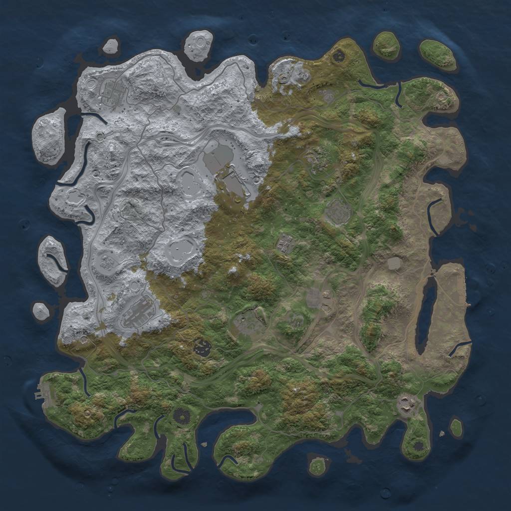 Rust Map: Procedural Map, Size: 4500, Seed: 70482878, 17 Monuments