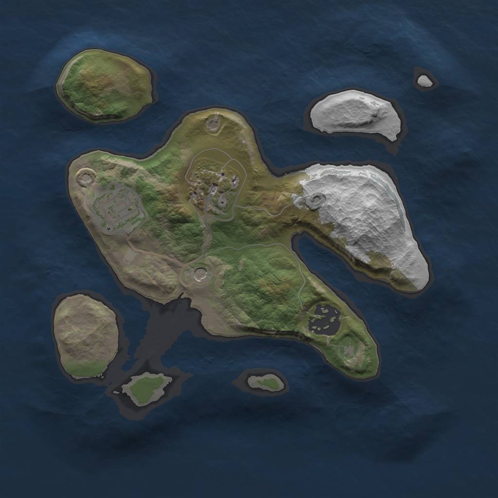 Rust Map: Barren, Size: 2300, Seed: 3414141, 6 Monuments