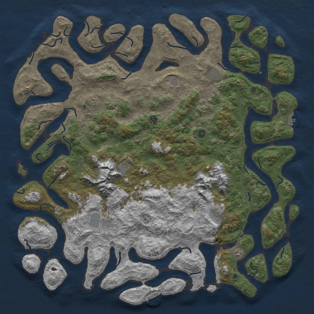 Rust Map: Procedural Map, Size: 6000, Seed: 7524157, 18 Monuments