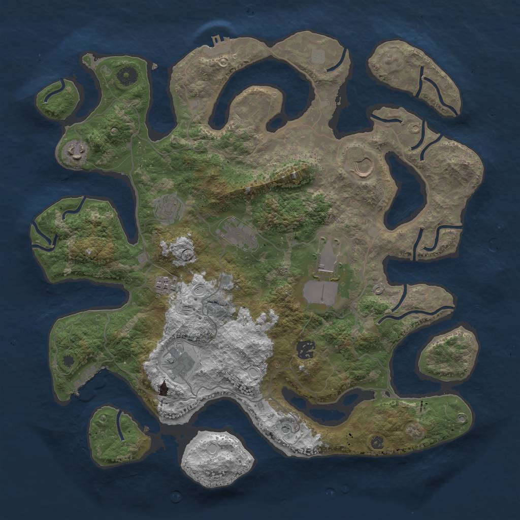 Rust Map: Procedural Map, Size: 4000, Seed: 557449, 16 Monuments