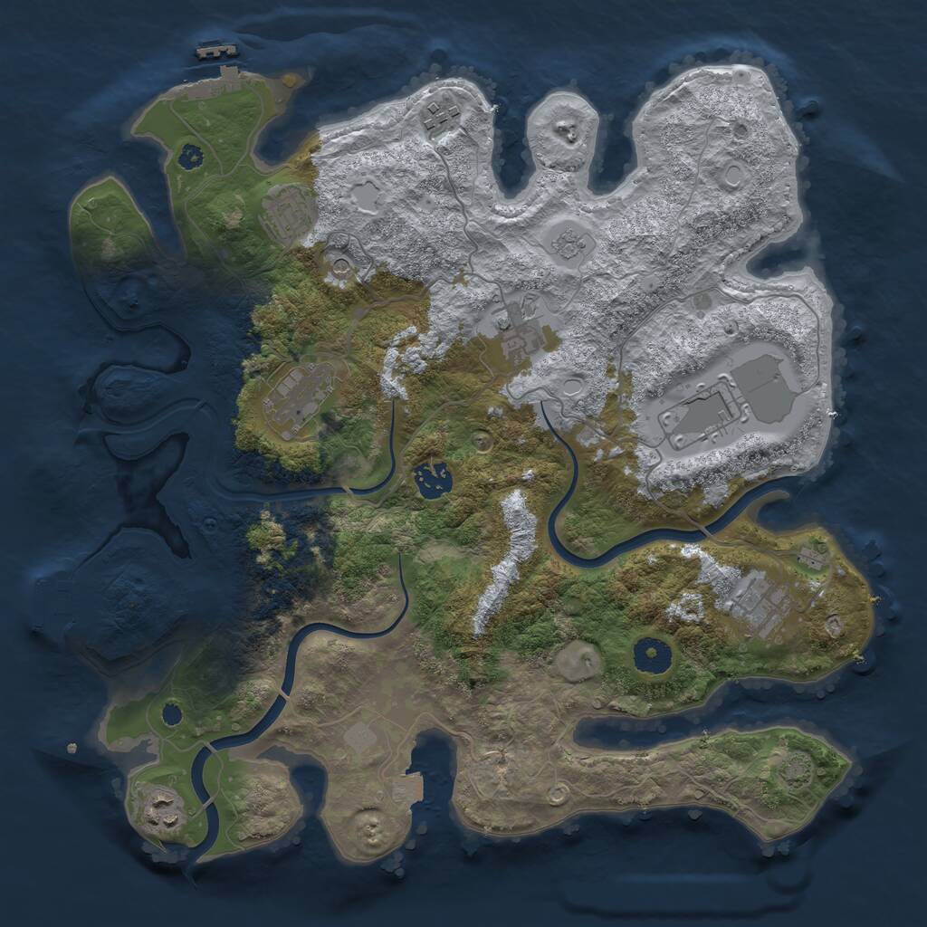 Rust Map: Procedural Map, Size: 3700, Seed: 2699107, 14 Monuments