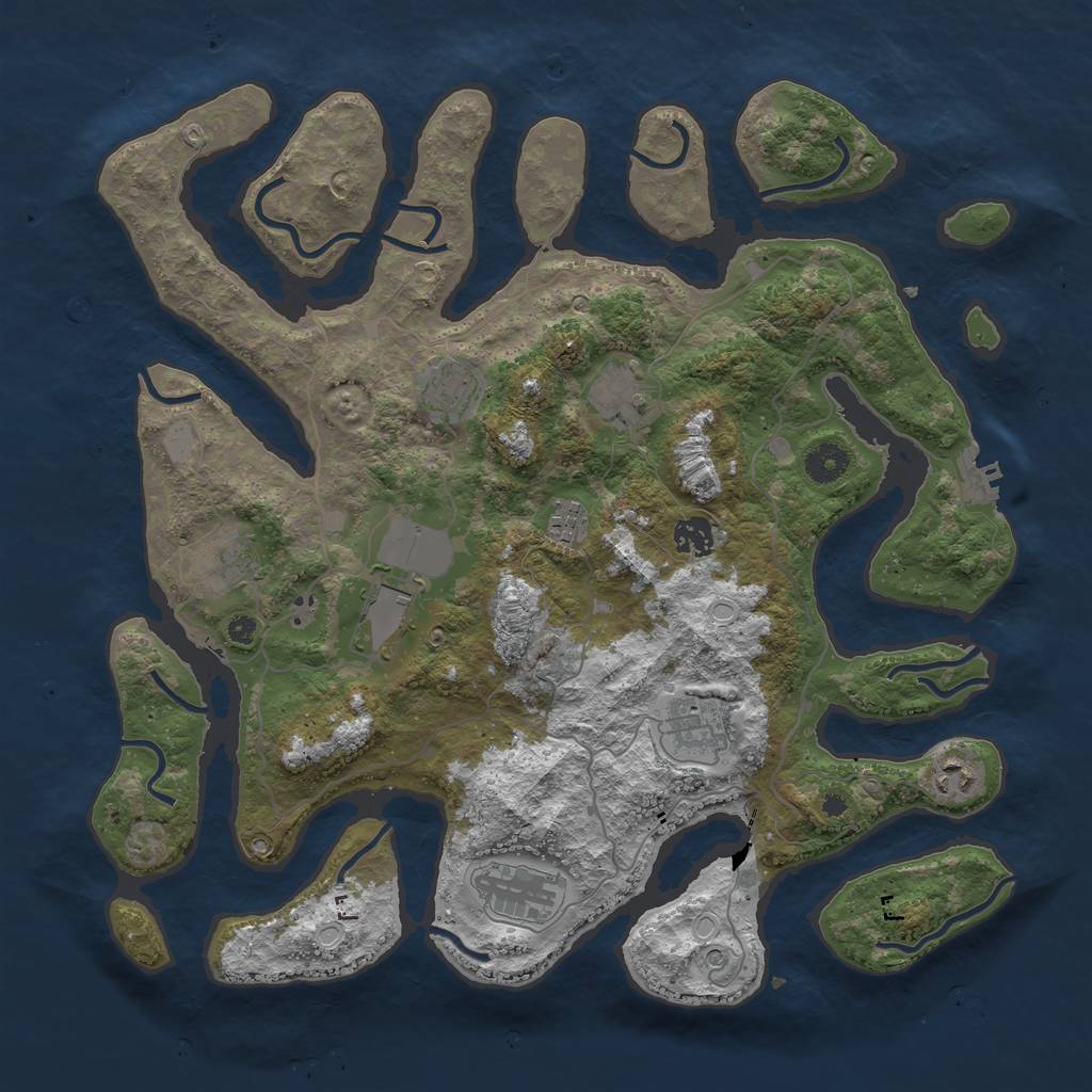 Rust Map: Procedural Map, Size: 4000, Seed: 871860467, 16 Monuments